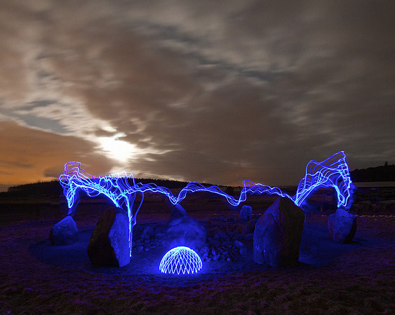 Cullerie stone circle with lights