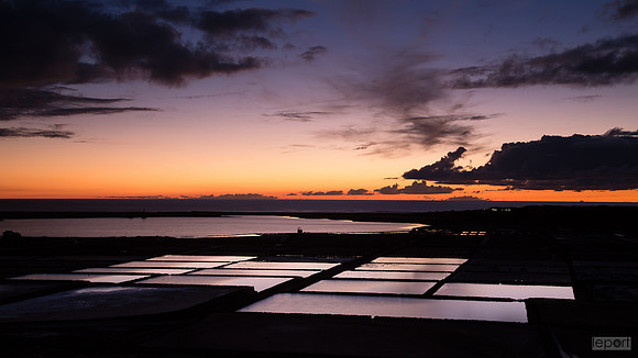 Sunset over the salt fields of Lanzarote