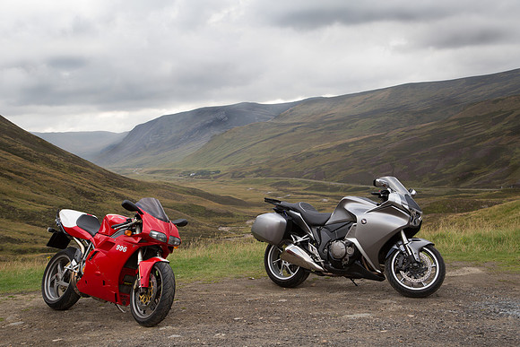 VFR1200 and Ducat 996 in the highlands