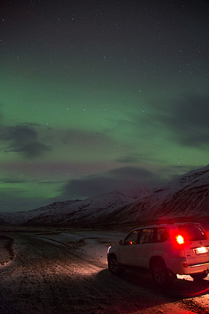 Iceland Aurora with landcruiser