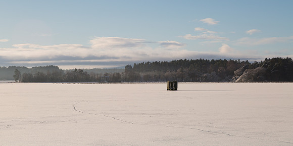 Geese on the frozen Loch of Skene