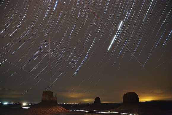 Startrails over monument valley